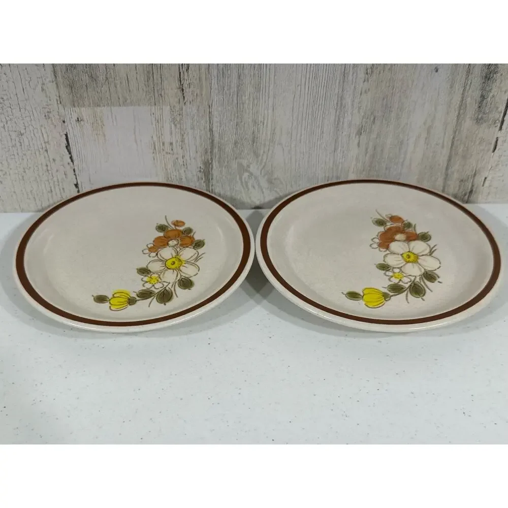Vintage Woodhaven Collection Stoneware Sunny Brook Bread Plates Lot of 2 Japan‎